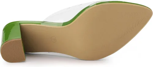 Vista 6 de Allegra K Sandalias transparentes de tacón grueso para mujer