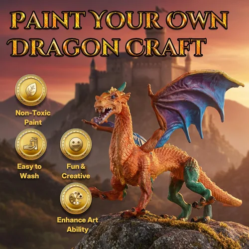 Vista 2 de Kits de pintura de juguetes de dragón SOLDAY para niños Artes y manualidades Edades 3 6 5 7 9 12 Niños Niñas para hacer tus propias figuras pintadas