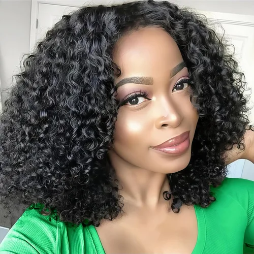 Vista 34 de Celiarita Peluca de cabello humano rizado birmano de 20 pulgadas, sin pegamento, pelucas de cabello humano rizado 3 en 1 para mujer, con cordón sin
