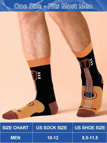 Vista 6 de 6 pares de calcetines musicales, regalos para hombres, divertidos calcetines temáticos de música, calcetines novedosos con notas de piano rocker