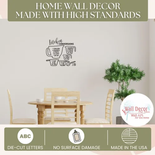 Vista 3 de Tabla de conversión de cocina, calcomanías de vinilo mate para decoración de pared, calcomanías inspiradoras para cocina y comedor, arte de pared