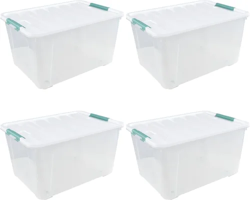 Vista 8 de Paquete de 6 cajas de almacenamiento de plástico transparente de 20 L, contenedores de almacenamiento con tapas