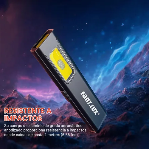 Vista 7 de Linterna de bolsillo, linternas EDC compactas multimodos, USB-C recargable, IPX4, material doble con base magnética, clip para sombrero y ropa