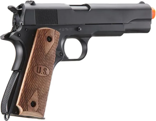 Vista 4 de Double Bell M1911 Pistola de aire comprimido de gas verde con agarre de madera (color: negro)