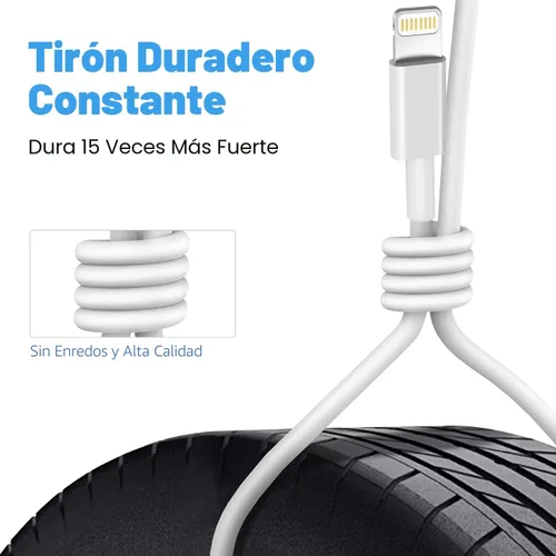Vista 4 de OCEEK Cargador para iPhone (paquete de 3 cables USB A a Lightning de 6 pies), certificado MFi Cables de carga rápida Apple Charger compatible