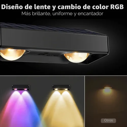 Vista 4 de Brizled Luces solares para valla al aire libre, paquete de 8 luces patrióticas para valla al aire libre, 9 colores y 11 modos RGBCW que cambian