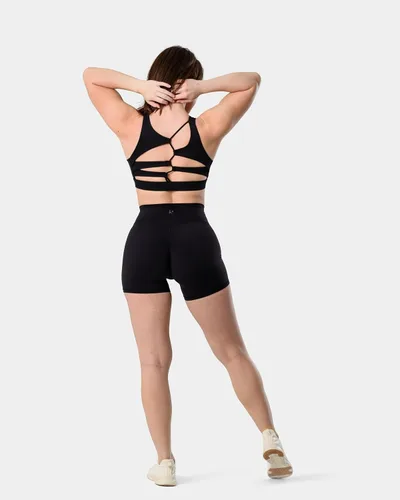 Vista 3 de Kamo Fitness Featherlite Nora - Sujetadores deportivos de alto impacto para mujer, con cuello alto, brasier integrado y recortes asimétricos