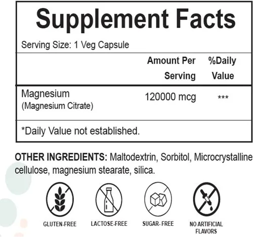 Vista 4 de H4U Cápsula de citrato de magnesio para músculo, nervio, hueso, soporte cardíaco, suplemento dietético, fórmula vegetariana, sin gluten, azúcar