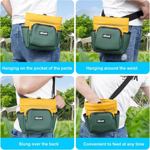 Vista 5 de LIOPARD Bolsa de golosinas para perros, bolsa de entrenamiento para pasear mascotas, bolsa de golosinas para mascotas con forro de silicona, cierre