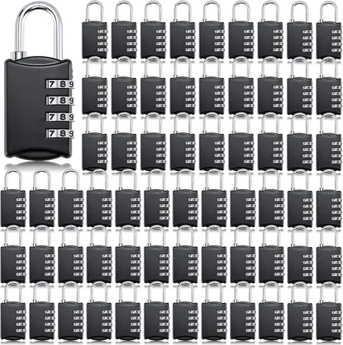 Vista 8 de Moxweyeni 5 piezas de candados de combinación de 4 dígitos pequeños, candados de número para equipaje, candados impermeables al aire libre