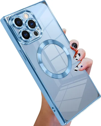 Vista 33 de KANGHAR Funda diseñada para iPhone 12 Pro Magnética Transparente con Protector de Lente de Cámara [Compatible con MagSafe] Diseño de Placado