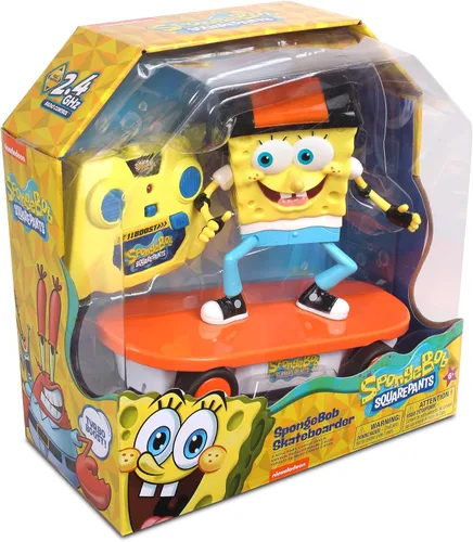 Vista 2 de NKOK Tabla de Skate Spongebob 2.4GHz Vehículo R/C; Control de radio de función completa de 2.4 GHz con Turbo Boost; Edades 6+