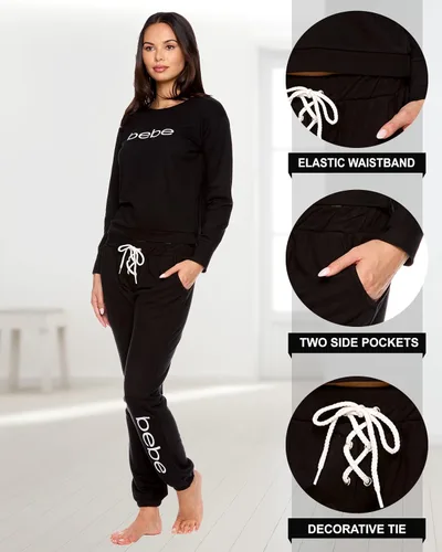 Vista 3 de bebe Conjunto de pijama de manga larga con puños y pantalones ajustados para mujer
