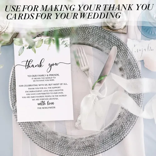 Vista 5 de Juego de 100 cartulina verde con sobres de 4 x 6 pulgadas, tarjetas de felicitación decorativas de flores en acuarela con hojas verdes para boda