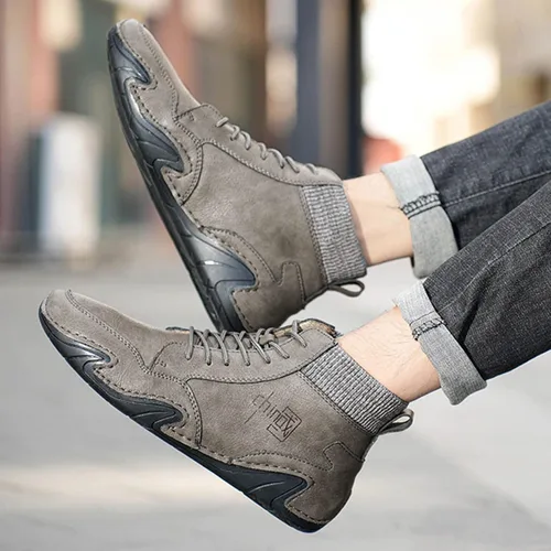 Vista 5 de Zapatillas de deporte de ancho ancho para hombre, zapatos deportivos con banda elástica alta, zapatos deportivos de moda, zapatos casuales