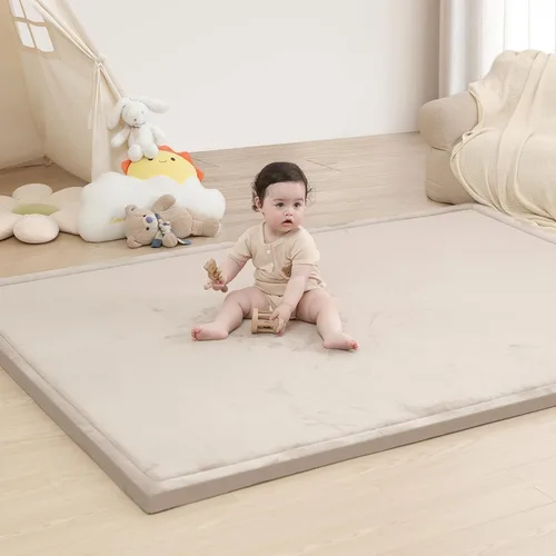 Vista 18 de Huloo Sleep - Tapete de juego para la habitación de bebés y niños pequeños, anticaídas, de espuma elástica de 1.3" de grosor, 28" x 72", terciopelo