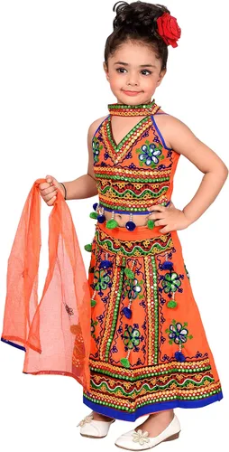 Vista 2 de Ahhaaaa Disfraz de algodón para niñas de Leghnga Choli Chania Choli con Dupatta Set 002