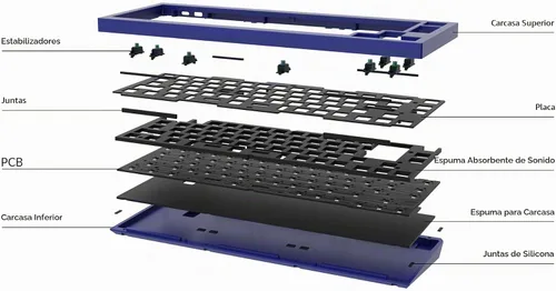 Vista 6 de Keychron Teclado mecánico personalizado Q2 versión barebone con cable de aluminio completo, macro programable QMK/VIA, compatible con Mac Windows