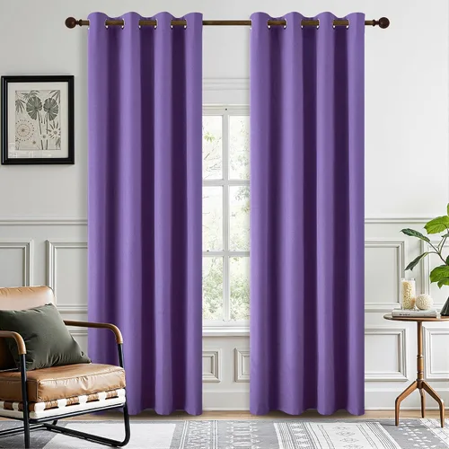 Vista 7 de DONREN Cortinas opacas completas para dormitorio, aislamiento térmico y reducción de ruido, cortinas de lino con ojales para sala de estar y Negro