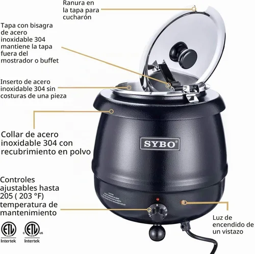 Vista 7 de SYBO - Hervidor de sopa comercial, 10.5 cuartos, SB-6000-1B