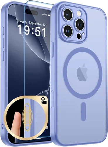Vista 339 de zapica Funda magnética para iPhone Air, con protector de pantalla de vidrio templado, compatible con MagSafe, translúcida mate, a prueba de golpes