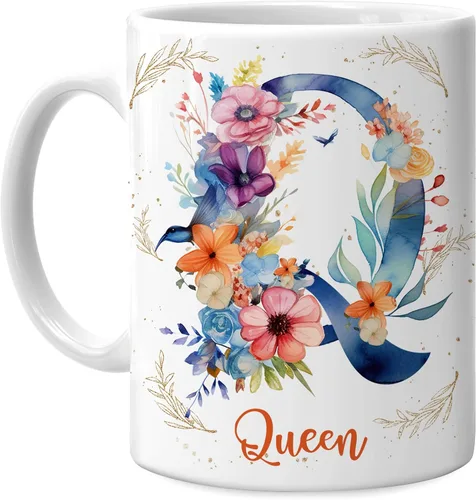 Vista 14 de Hyturtle Taza de café personalizada con inicial con nombre, monograma de cumpleaños, regalos de Navidad para niñas y mujeres, letra A del alfabeto