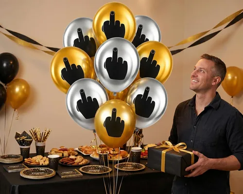 Vista 5 de DS. DISTINCTIVE STYLE Middle Finger Balloons 12 Inch Latex Balloons Set of 12 Party Balloons Funny Birthday Decorations for Men and