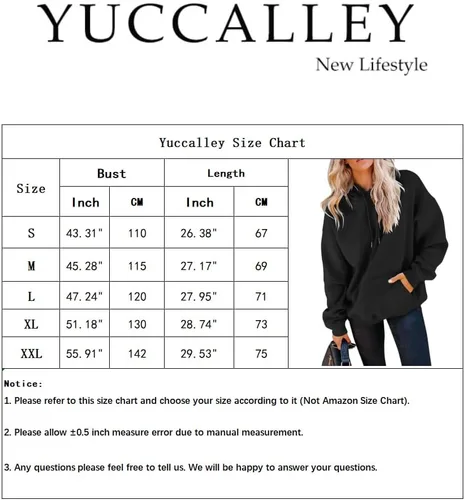 Vista 5 de Yuccalley Sudaderas con capucha y bolsillo de manga larga para mujer