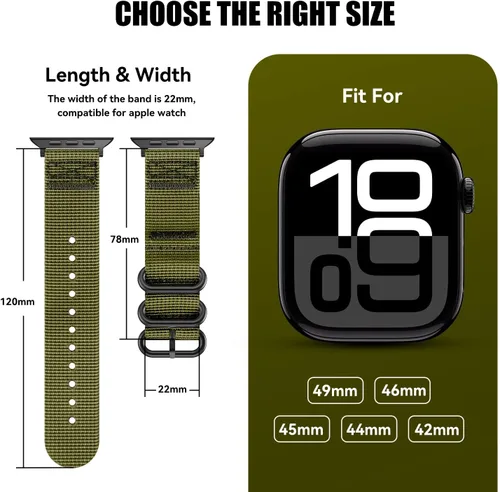 Vista 2 de Youther Correa de nailon compatible con Apple Watch Band de 1.654 in 1.732 in 1.772 in 1.811 in 1.929 in 1.496 in 1.575 in 1.614 in, correa