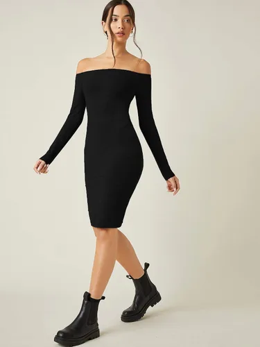Vista 4 de Verdusa Vestido corto ajustado básico de manga larga con hombros descubiertos para mujer