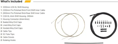 Vista 3 de Jagwire - Kit de cambio universal 2X Pro para carretera, MTN y grava Compatible con engranajes SRAM y Shimano, cables de acero inoxidable pulido