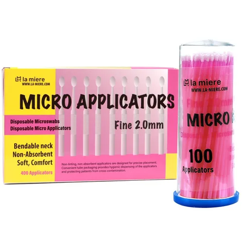 Vista 15 de LA MIERE 400 piezas de cepillos dentales con micro aplicadores finos, microhisopos cilíndricos desechables de 1mm, negros