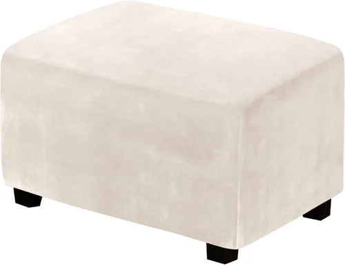 Vista 10 de H.VERSAILTEX Terciopelo de lujo de felpa de una pieza, rectangular, elástica, funda plegable para taburete o almacenamiento, cubierta elástica