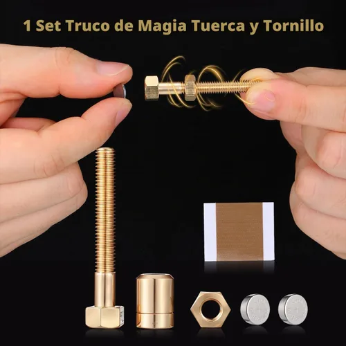 Vista 3 de 1 juego de tuerca de perno, truco mágico giratorio automático, efecto de tuerca de cerca, accesorio mágico con mango de audiencia, herramienta