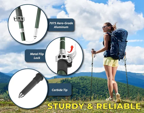 Vista 4 de TREKOLOGY TREKZ SE - Bastón de senderismo plegable, ligero, plegable, retráctil, para hombres, mujeres y personas mayores con alturas ajustables