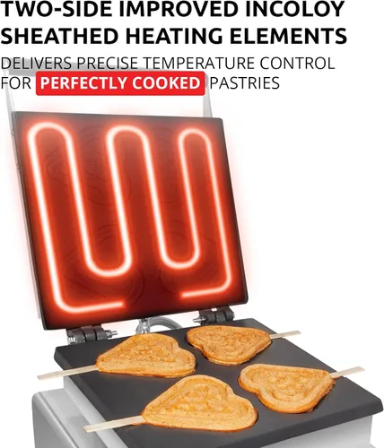 Vista 3 de ALDKitchen Máquina de gofres Waffles en un palo Revestimiento antiadherente (4 en forma de corazón)