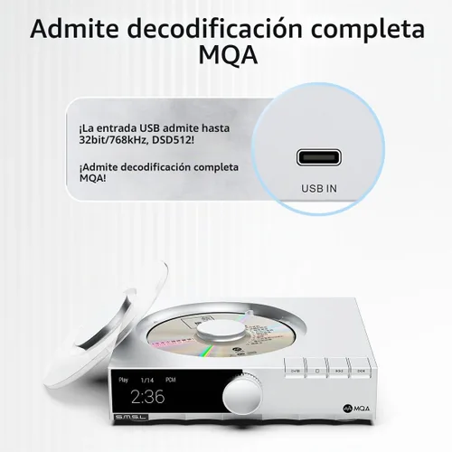 Vista 5 de S.M.S.L PL200T MQA-CD Referencia Transporte Digital Modos de Triple Potencia, Anti-Vibración Precisión 32bit/768kHz DSD512 Entrada y Salida de Reloj