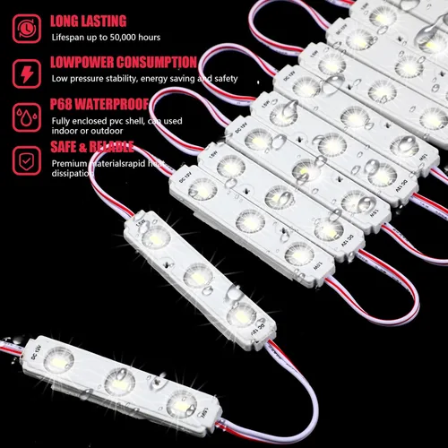 Vista 5 de 100 luces LED de repuesto para módulos inflables de Navidad, 6000k blanco, 5730 SMD, 150lm, 100 pies, autoadhesivas, cortables, 50, 000 horas