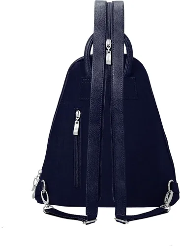Vista 2 de Baggallini Mochila Metro para mujer con pulsera RFID para teléfono, Azul Patchwork, talla única