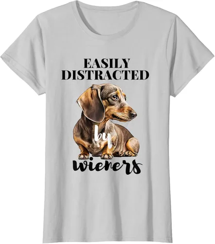 Vista 19 de Easy Distracted By Wieners Dachshund - Camiseta divertida para perro Weiner, Azul