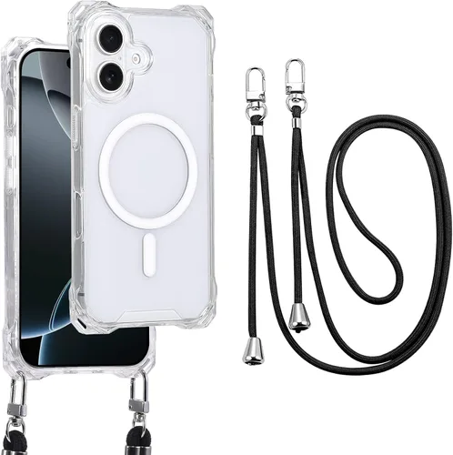 Vista 35 de Funda magnética para iPhone 13 Pro Max, con marco suave magnético transparente, parte trasera de PC, cubierta protectora contra golpes con cordón