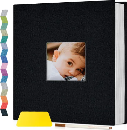 Vista 13 de popotop Álbum de fotos autoadhesivo con ventana de visualización de imágenes, kit de suministros de bricolaje para álbum de recortes de 40 páginas