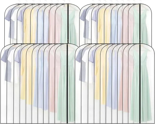 Vista 16 de Amylove 10 bolsas de traje de 24 x 40 pulgadas a granel para viajes y almacenamiento en el armario, bolsas de ropa para colgar ropa con cremallera