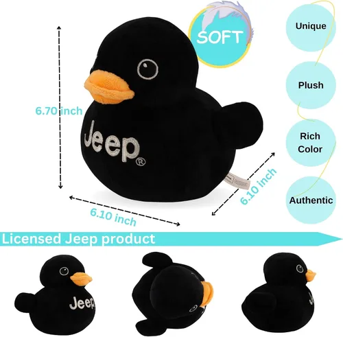 Vista 2 de Jeep Logotipo de Texto Animal de Peluche Pato Negro - Perfecto para Entusiastas Te Han Empollado (Negro)