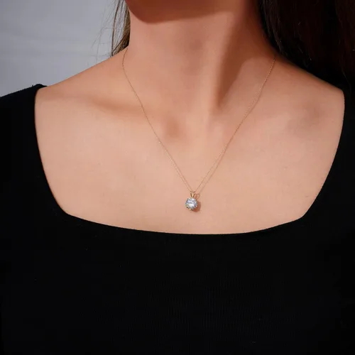 Vista 5 de Tienda Collection 14K Gold Infinite Elements Cubic Zirconia Pendant with Chain