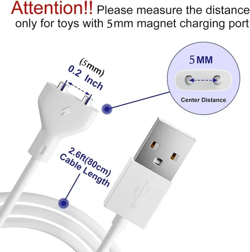 Vista 3 de Cable de carga magnético USB CC de 2,7 pies de repuesto para juguetes recargables, masajeadores, cepillo de dientes eléctrico (5 mm)