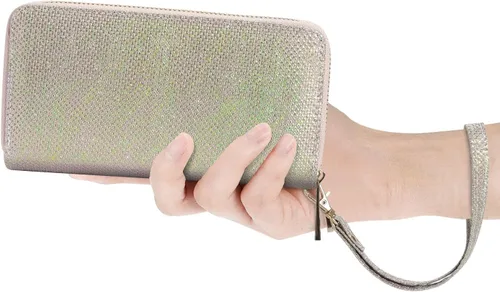 Vista 7 de HAWEE - Cartera para teléfono celular, con dos cierres y correa larga extraíble para la muñeca, para mujer