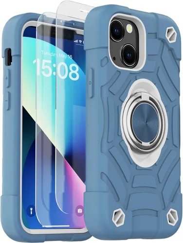Vista 25 de KCJ Funda para iPhone SE 2022/2020, iPhone 8/7/6/6S, con [2×Protectores de Pantalla][Soporte de Anillo] Silicona Suave+PC Duro Protección Completa
