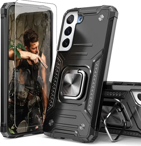Vista 11 de Funda para Galaxy S22 Plus con protector, absorción de impactos, resistente a prueba de caídas, funda delgada con soporte para automóvil, funda