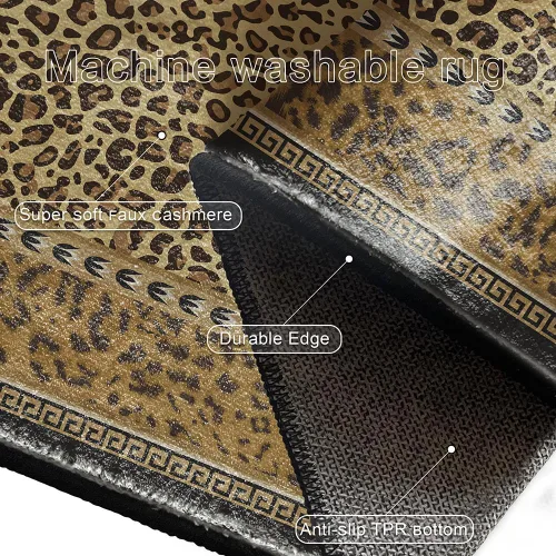 Vista 5 de [Usado] Alfombra de Área con Estampado de Leopardo Marrón de Lujo con Estampado de Guepardo Animal Alfombras Suaves Cómodas Lavables Tapetes de Piso